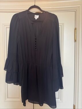 Ruffle Sleeve Black Women's Dress